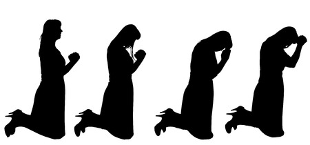 Vector silhouette of a woman on a white background. のイラスト素材