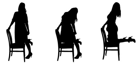 Vector silhouette of  woman on a white background. のイラスト素材