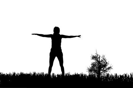 Vector silhouette of a woman who practices. のイラスト素材
