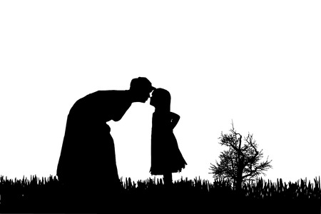 Vector silhouette of family on a white background. のイラスト素材