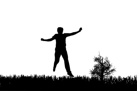 Vector silhouette of a woman who jump. のイラスト素材