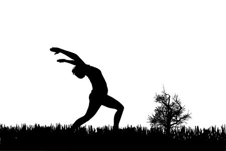 Vector silhouette of a woman who practices. のイラスト素材