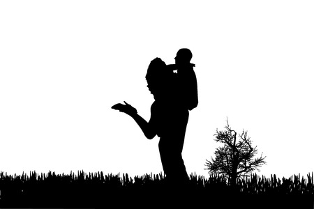 Vector silhouette of couple on a white background.のイラスト素材