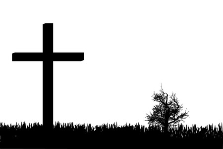 Vector silhouette of a cross in nature.のイラスト素材