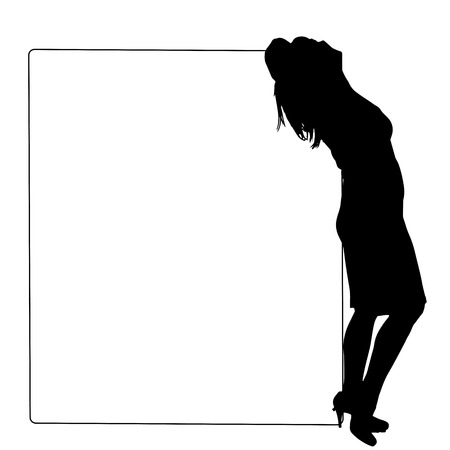 Vector silhouette of a woman white signs.のイラスト素材