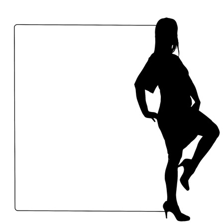 Vector silhouette of a woman white signs.のイラスト素材