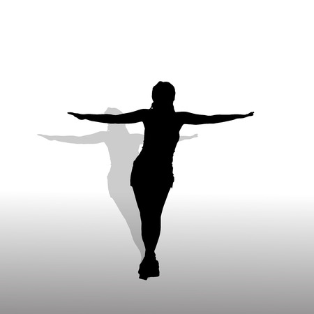 Vector silhouette of a woman who practices. のイラスト素材