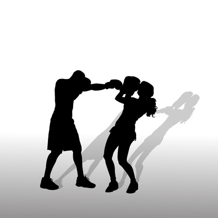 Vector silhouette of a couple on a white background.のイラスト素材