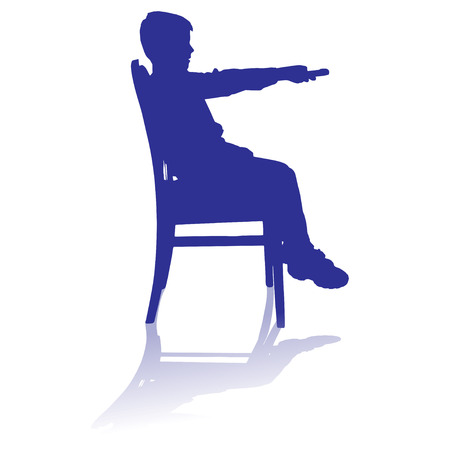 vector silhouette of children who play on white background.のイラスト素材