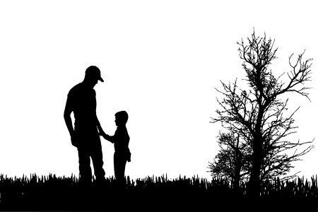 Vector silhouette of family on a white background. のイラスト素材