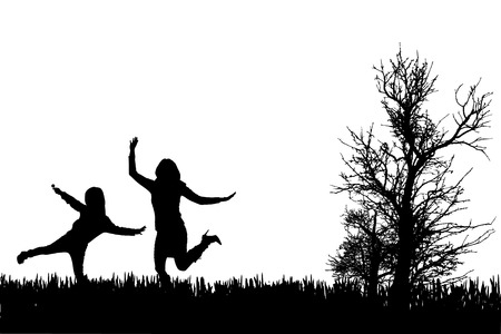 Vector silhouette of family on a white background. のイラスト素材