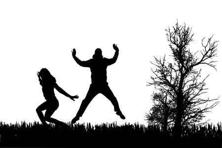 Vector silhouette of couple on a white background.のイラスト素材