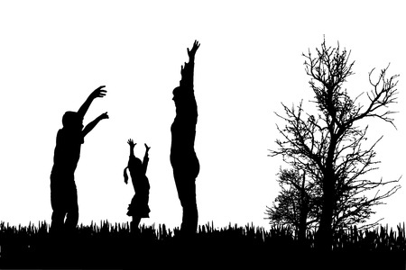 Vector silhouette of family on a white background. のイラスト素材