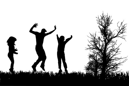 Vector silhouette of family on a white background. のイラスト素材