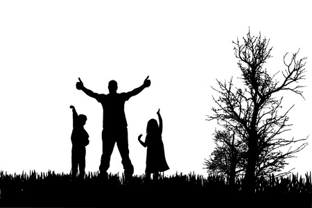 Vector silhouette of family on a white background. のイラスト素材