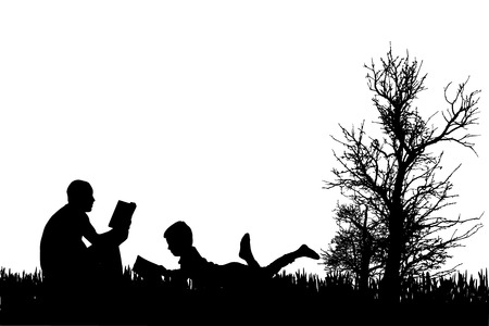 Vector silhouette of family on a white background. のイラスト素材