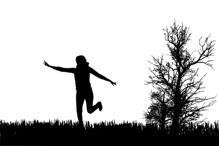 Vector silhouette of a woman who dance. のイラスト素材