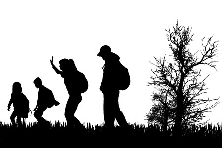 Vector silhouette of family on a white background. のイラスト素材