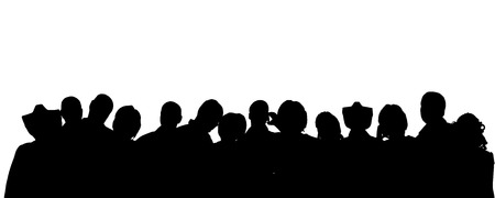 Vector silhouette of anonymous people on a white background.のイラスト素材