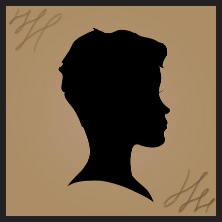 Vector retro frame brown color with woman.のイラスト素材