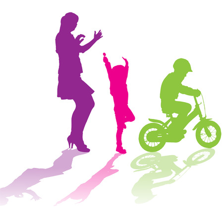 Vector silhouette of family on a white background. のイラスト素材