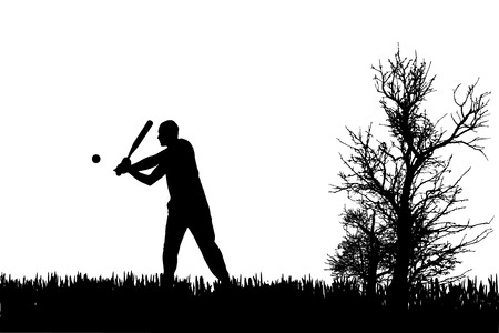 Vector silhouette of a man who plays baseball.のイラスト素材