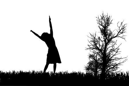 Vector silhouette of woman on a white background.のイラスト素材