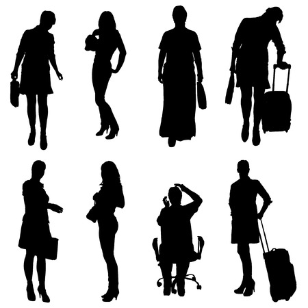 Vector silhouette of women on a white background.のイラスト素材