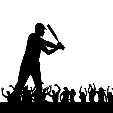 Vector silhouettes of men who play baseball.のイラスト素材