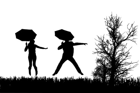 Vector silhouette of a people who jump. のイラスト素材