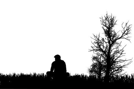 Vector silhouette of man on a white background.のイラスト素材