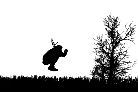 Vector silhouette of a man who jump. のイラスト素材