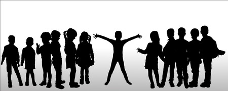 Vector silhouette of children on white .のイラスト素材