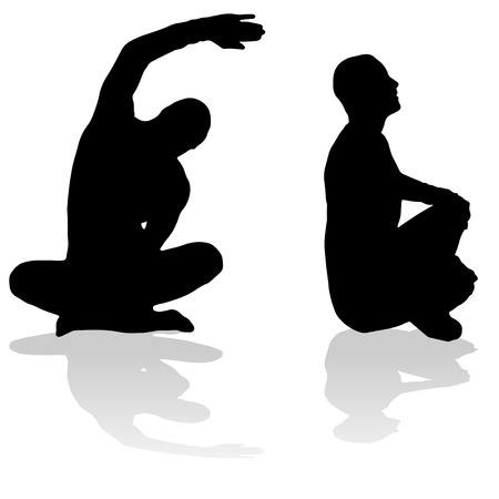 Vector silhouette of a man who practices.のイラスト素材