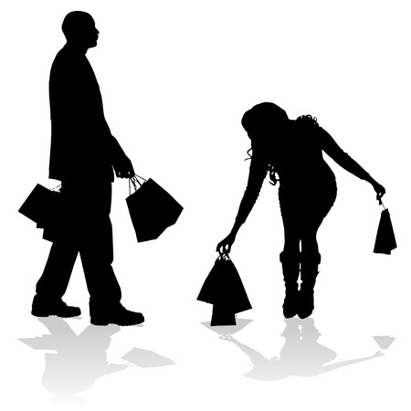Vector silhouette of couple on a white background.のイラスト素材