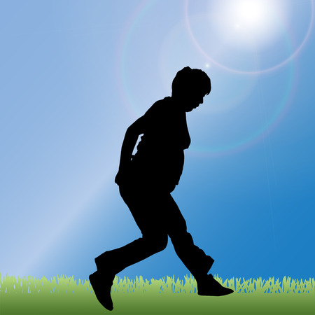 silhouette of a woman in nature. のイラスト素材