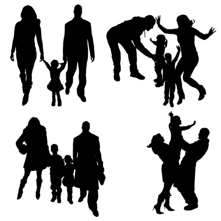 silhouette of family on a white background. のイラスト素材