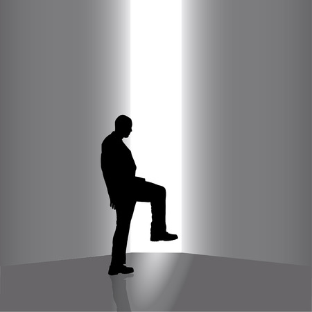 Vector silhouettes of businessman on a gray background.のイラスト素材