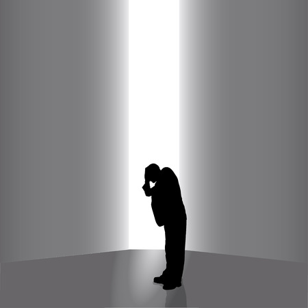 Vector silhouettes of businessman on a gray background.のイラスト素材