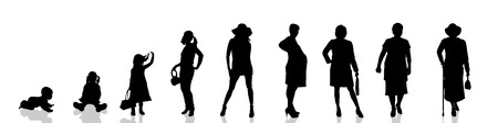 Vector silhouette of the process of generational people.のイラスト素材