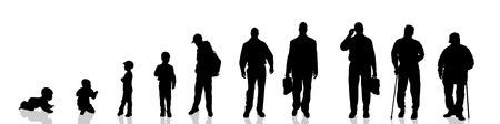 Vector silhouette of the process of generational people.のイラスト素材