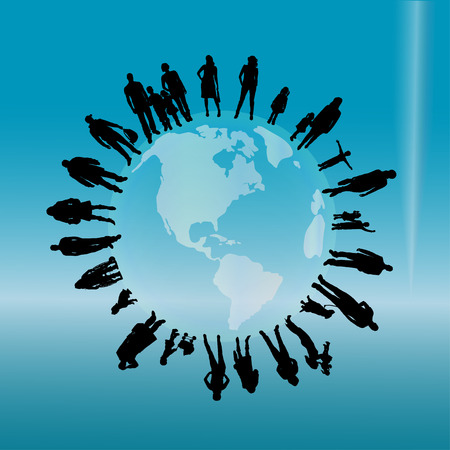 silhouette of a people on the globe.のイラスト素材