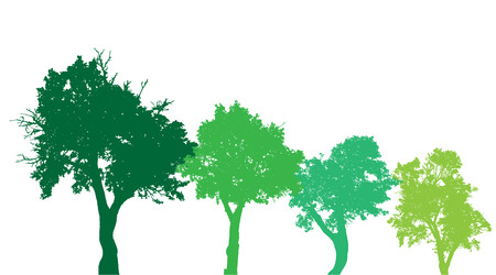 silhouette of tree on green background.のイラスト素材