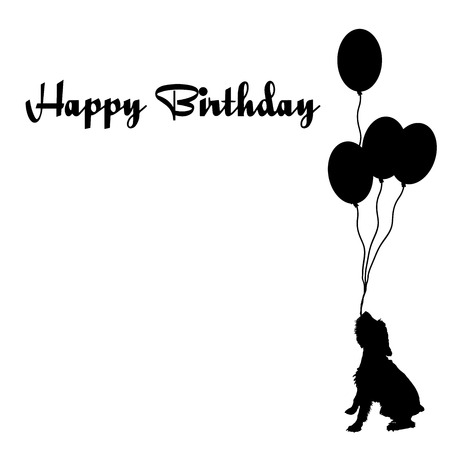 Vector silhouette of the dog with the words happy birthday.のイラスト素材