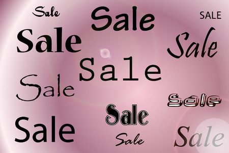 Vector background with different inscription sale on pink background.のイラスト素材