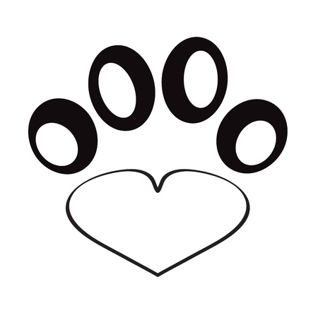 Vector silhouette dog paw shaped like hearts.のイラスト素材