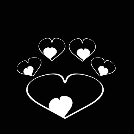 Vector silhouette dog paw shaped like hearts.のイラスト素材