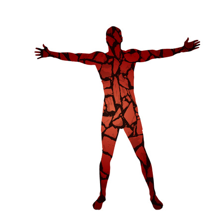 Vector silhouette of a man with a mosaic on a white background.のイラスト素材