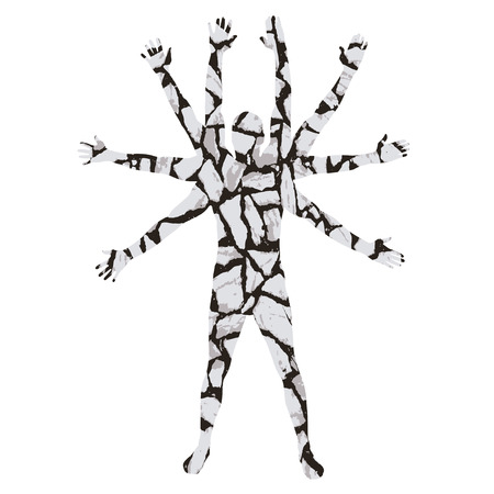 Vector silhouette of a man with a mosaic on a white background.のイラスト素材