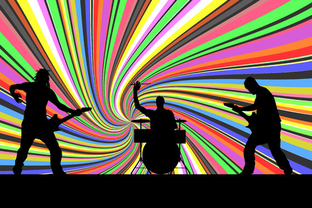 Vector silhouette musical group that plays on stage.のイラスト素材